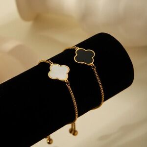 Elegant Gold and Black Flower Bracelet